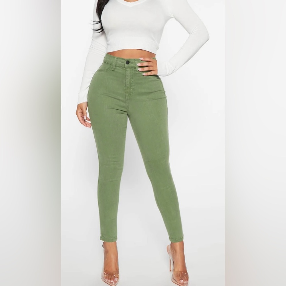 NWT Olive Green High-Waisted Skinny Jeans